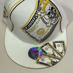 One Million Dollars Money Cap Gold Embroidered Caps Club Small White